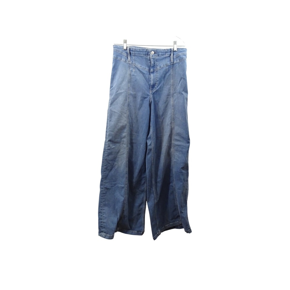 Free People We The Free Wide Leg Seamed Jeans Blue Denim Size 32 Boho